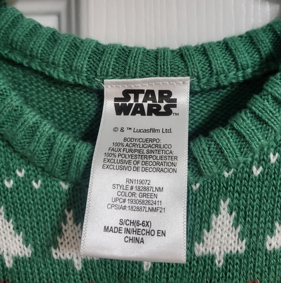 Star Wars Girls Baby Yoda Green Holiday Dress Size 6-6X - Picture 2 of 5
